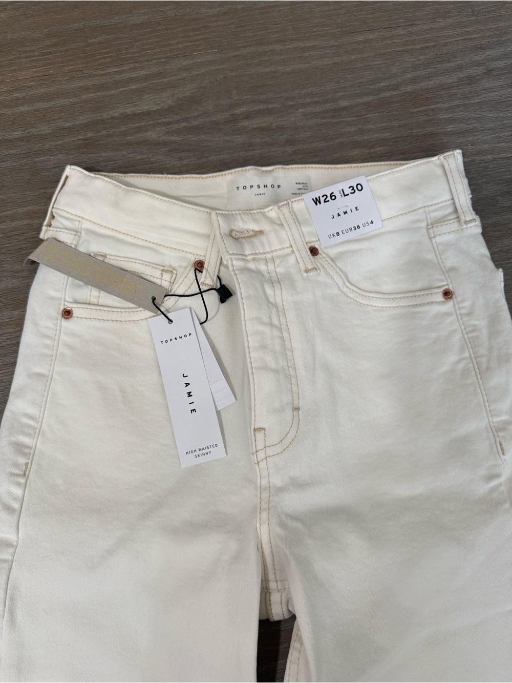 Topshop women' Jamie Straight Jeans in Cream